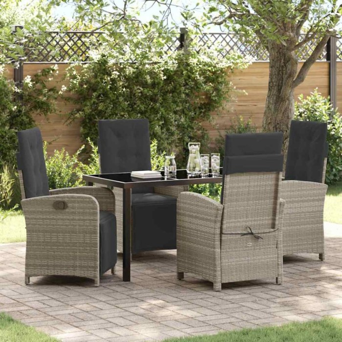 vidaXL Set de masă pentru grădină 5 pcs Gri deschis poliratan