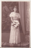 Bnk foto Portret de femeie - Foto E Popp Ploesti 1939, Romania 1900 - 1950, Sepia, Portrete