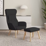 VidaXL Scaun de relaxare cu taburet, negru, textil