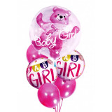 Set 6 buc. baloane pentru Zi de Nastere Fetite, culoare Roz cu Ursulet FAVLine Selection, Oem