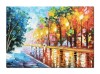 Tablou 3D pictat manual, Pe aleea cu felinare, 70x50cm ulei pe panza, Spectaculos