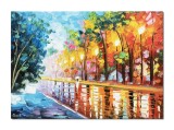 Cumpara ieftin Tablou 3D pictat manual, Pe aleea cu felinare, 70x50cm ulei pe panza, Spectaculos