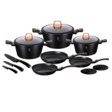 Set oale si tigai marmorate 14 piese, cu capace Black Rose Berlinger Haus BH 7187