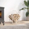 VidaXL Suport pentru lemne de foc alb 50x25x50 cm Oțel laminat la rece
