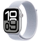 Apple Watch 10 GPS, Carcasa Silver Aluminium Case 46mm, Blue Cloud Sport Loop