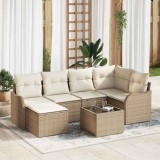 Set Canapea Grădină cu Pernuțe Ratan Poly Brown