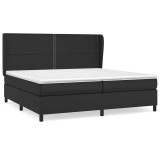 Cumpara ieftin Pat box spring cu saltea, negru, 200x200 cm, piele ecologica