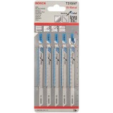 Bosch T 318 AF - Set panze fierastrau pendular tija cu un prag de prindere (T) 132 mm metal taiere dreapta fina 5 bucati