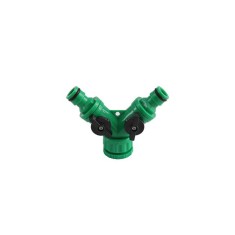 Racord tip Y cu robineti, din plastic, verde