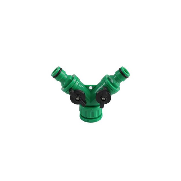 Racord tip Y cu robineti, din plastic, verde
