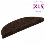 vidaXL Covorașe autoadezive scări, 15 buc. maro, 56x17x3 cm, perforat