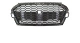 Grila radiator masca fata Audi A4/S4, 05.2019-, cu gauri senzor parcare; negru, satin; Tip RS4; fara emblema, cu suport lampa numar; Tuning, B-Series