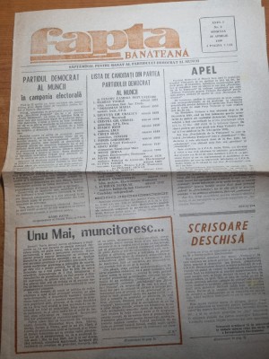 ziarul fapta 28 aprilie 1990-alianta nationala pt proclamatia de la timisoara foto