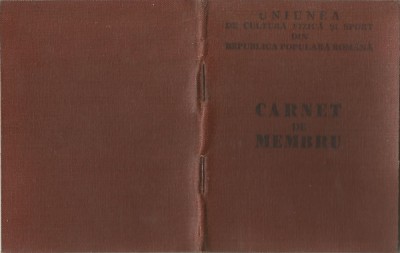 Romania, carnet de membru, Uniunea de Cultura Fizica si Sport din R.P.R., 1965 foto