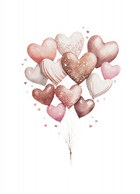 Sticker decorativ Baloane in forma de inima, Multicolor, 76 cm, 3895ST foto