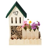 Hotel pentru insecte Navaris, cu ghiveci pentru flori, din lemn si bambus, NAV000025VF001C