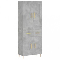 Dulap inalt, gri beton, 69,5x34x180, lemn compozit