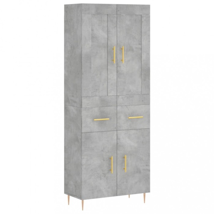 Dulap inalt, gri beton, 69,5x34x180, lemn compozit