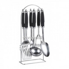 Set ustensile bucatarie inox cu suport 7 piese Bohmann BH7759 foto