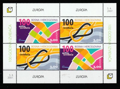 Bosnia si Hertegovina 2007-Europa CEPT,Cercetasi,Bloc 2 serii dant,MNH,Mi.Bl.10 foto