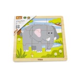 Puzzle din 9 piese mari - elefant, Viga