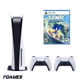 Consola Sony Playstation 5, Ps5 Disk Edition 825gb + Doua Controllere + Sega Sonic Frontiers PlayStation 5, Second-Hand