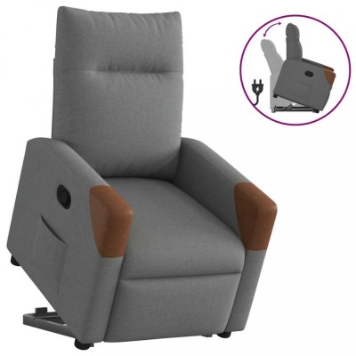 vidaXL Fotoliu rabatabil cu ridicare pe verticală, gri &amp;icirc;nchis, textil 3324007 foto