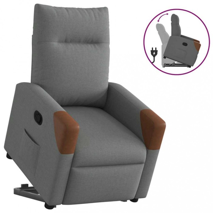 vidaXL Fotoliu rabatabil cu ridicare pe verticală, gri &icirc;nchis, textil 3324007