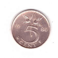 Moneda Olanda 5 cent/centi 1980, stare foarte buna, curata