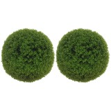 HOMCOM Set de 2 bule de bux artificial de 40 cm decorațiuni pentru interior sau exterior verde &icirc;nchis | Aosom Romania