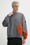 A-COLD-WALL* hanorac de bumbac Brushstroke Crewneck barbati, culoarea gri, cu imprimeu, ACWMW184