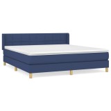 Cumpara ieftin Pat continental cu saltea, albastru, 160x200cm, material textil