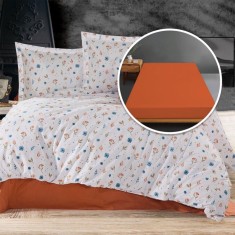 lenjerie de pat ranforce, 100% bumbac, cu husa universala pentru saltea de 140cm x 200cm / 160cm x 200cm mara