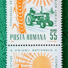 TIMBRE ROMANIA MNH LP622/1966 CONGRESUL COOPERATIVELOR AGRIGOLE -Serie pereche