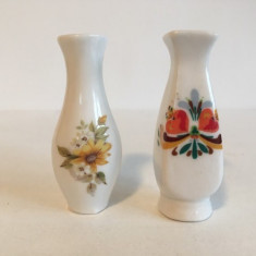 Lot 2 miniaturi vaze de ceramica, 6.5 cm, decor, colectie, casa papusii