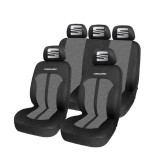 Set Huse Scaune Universale Premium Carguard Personalizate cu Seat &ndash; Negru/Gri