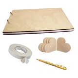 Guestbook/Album Amintiri, lemn DIY, ideal pentru personalizare individuala, nunta/botez/aniversare, 40 file, A4, accesoriu nunta