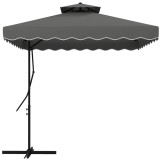 Outsunny Umbrelă Soare 2,5m Volane Duble Cruce | Aosom Romania