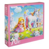 Puzzle rotund cu printesă și unicorn, 70 de piese, carton, multicolor, CMCLASS