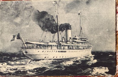 LIGA NAVALA ROMANA/VAPOR de pasageri al S.M.R.(1904)/ACUARELA de STIUBEI D. foto