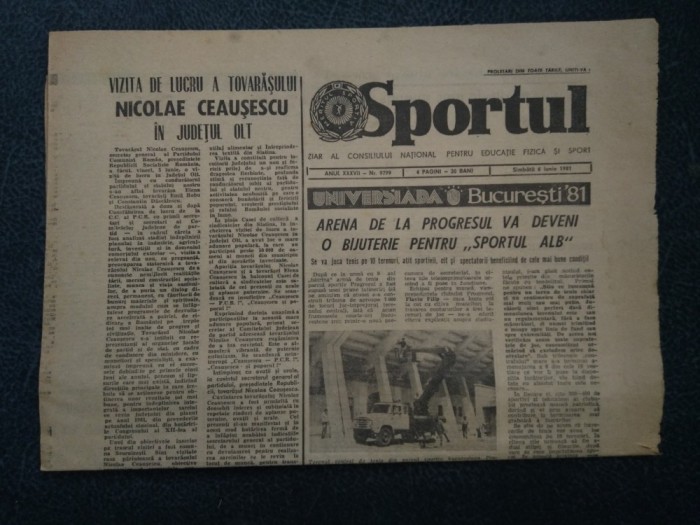 ZIARUL SPORTUL 6 IUNIE 1981