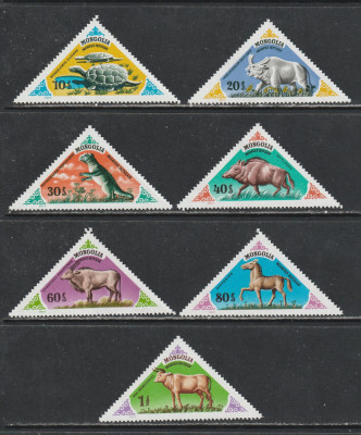 Mongolia 1977 - #249 Animale Preistorice 7v MNH foto