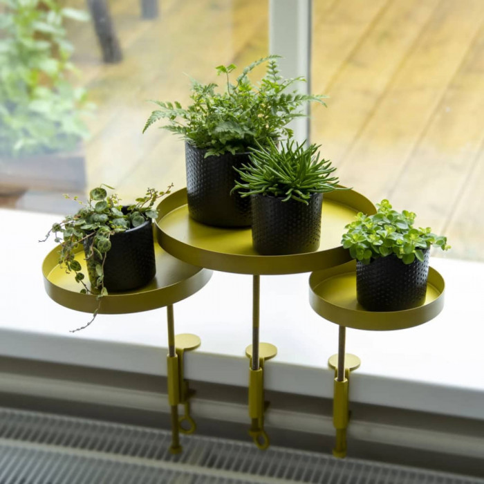 Esschert Design Tava pentru plante cu clema, auriu, rotund, L GartenMobel Dekor