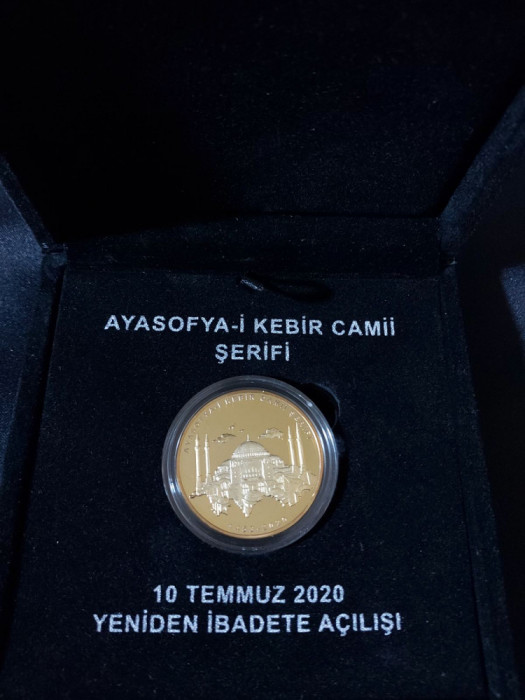 Turcia 2020 - 20 lire - Biserica Sf. Sofia - Monedă de argint aurit
