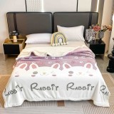Cumpara ieftin Patura cocolino groasa cu blanita alba 200x230cm,doua fete,alba,iepurasi - F125