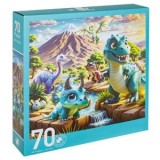 Puzzle Rotund Dinozauri, 70 de piese, Multicolor, Carton, CMCLASS