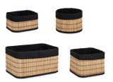 Cumpara ieftin Set 4 cosuri bambus natur textil negru Sintia &Oslash;19x13,5h; 20x15x10h; 20x20x15h; 33x23x17h