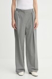 Day Birger et Mikkelsen pantaloni din l&acirc;nă Enzo culoarea gri, lat, high waist, DAY65243556