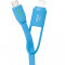 Cablu de date ABC Tech 30cm Micro si Lightning Blue