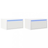 Noptiere montate pe perete cu lumini LED, 2 buc., alb, DKD Home Decor